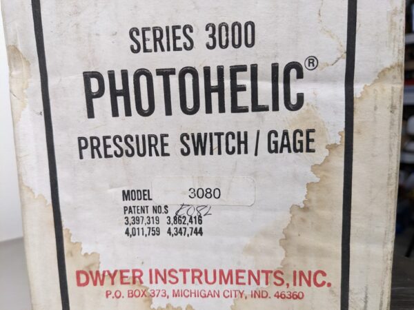 3080, Dwyer, Photohelic Pressure Switch Gage