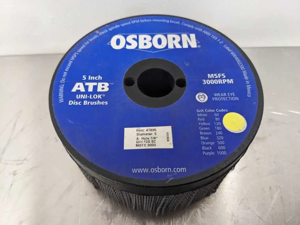 Osborn 47035 ATB Uni-Lok Disc Brush 3000 RPM 5″, 7/8″ hole, 120 Grit