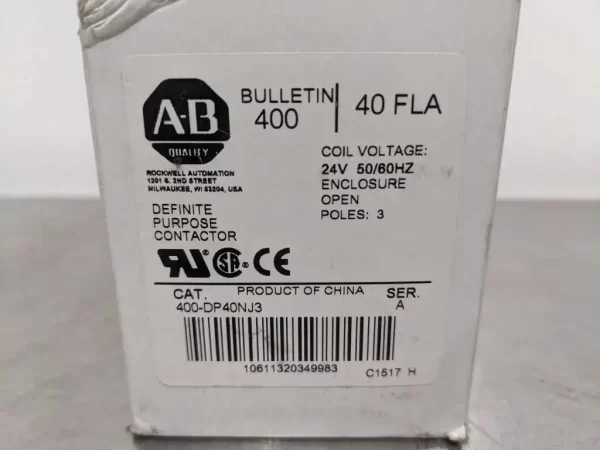 400-DP40NJ3, Allen-Bradley, Definite Purpose Contactor