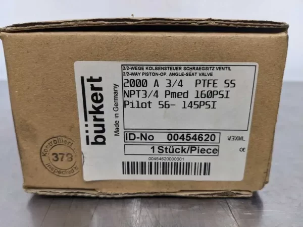 00454620, Burkert, 2 Way Piston Op Angle Seat Valve