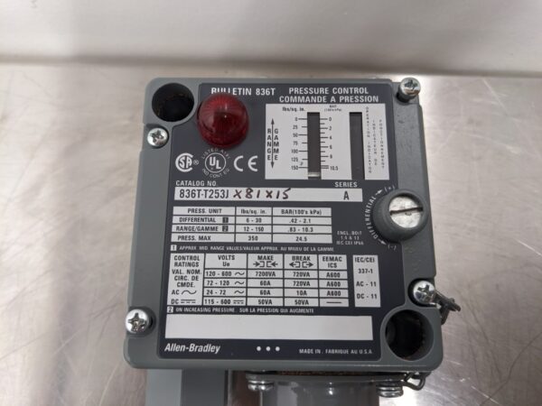 836T-T253JX81X15, Allen-Bradley, Pressure Control Switch 3269 4 Allen Bradley 836T T253JX81X15 1