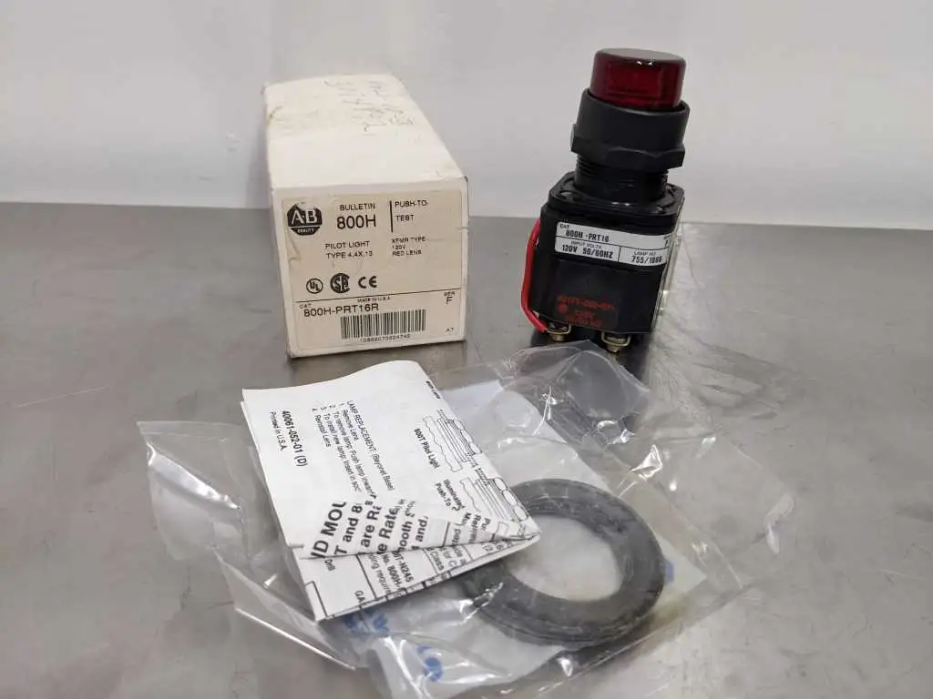 Allen-Bradley 800H-PRT16R Red Push to Test Pilot Light 120V