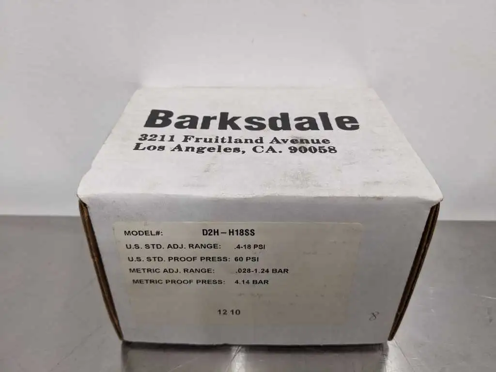 Barksdale D2H-H18SS Pressure Switch Vacuum Actuated Switch 0.4-18 PSI 0.028-1.24 BAR