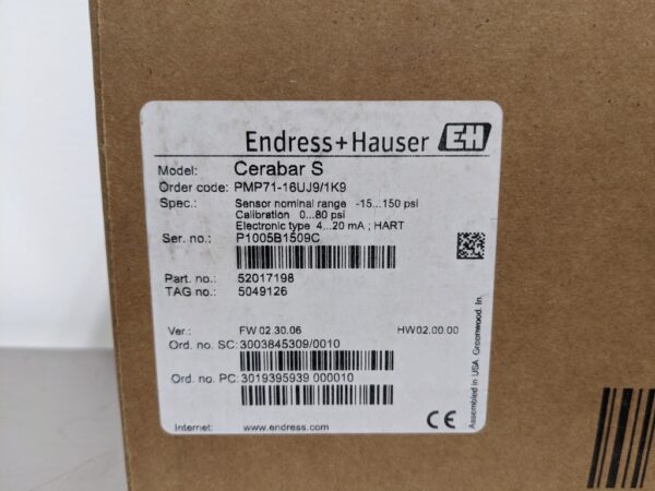 Cerabar S 52017198 PMP71-1UJ9/1K9, Endress+Hauser, Digital Pressure Transmitter