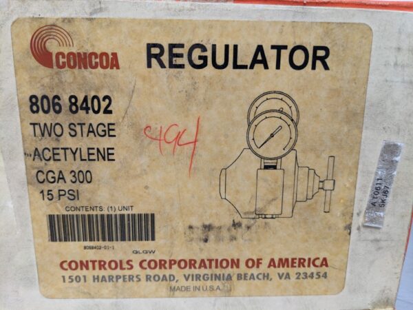 806 8402, Concoa, Two Stage Acetylene Regulator