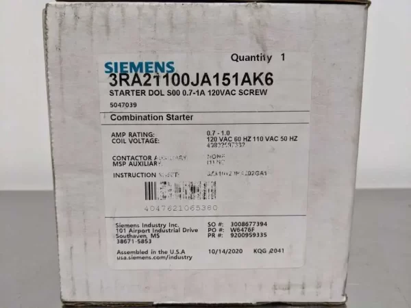 3RA21100JA151AK6, Siemens, Combination Starter