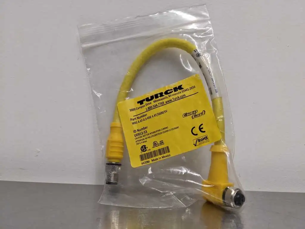 Turck WKE 4.4T-0.3-RSE 4.4T/S600/SV 4 Pin Wire Connector U0913-53 Euro fast