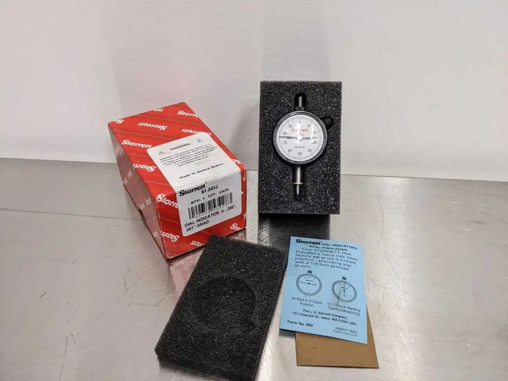 Starrett 81-241J Dial Indicator 0 – .250 inch .001 inch Grad EDP: 53428 Brand New