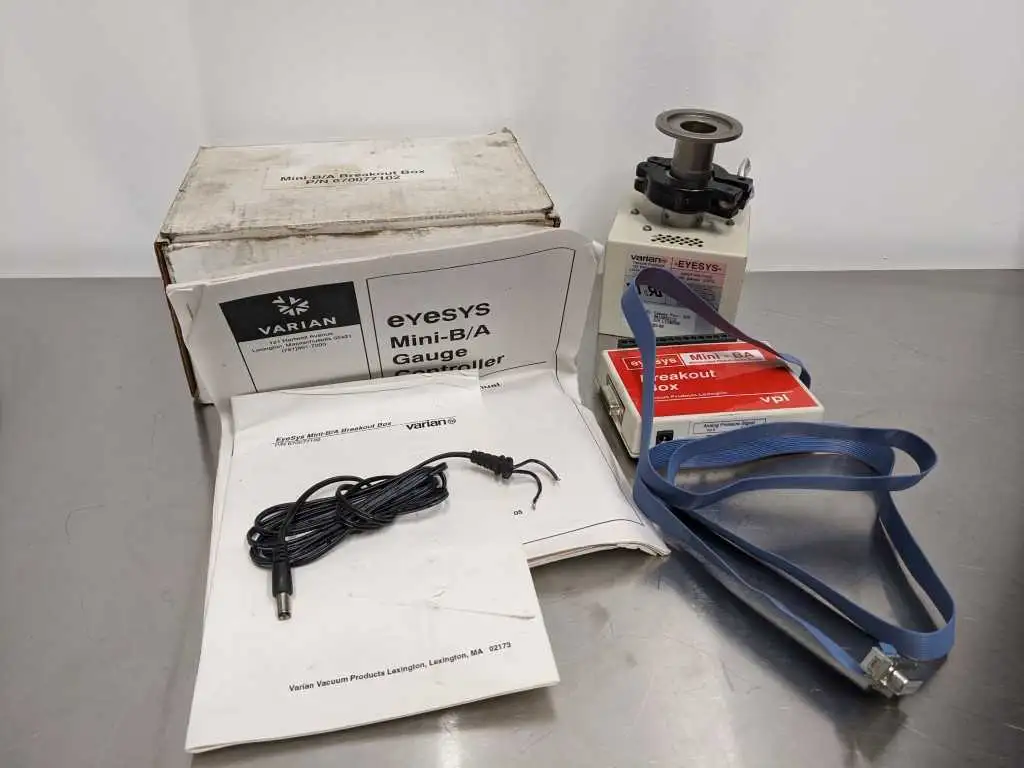 Varian EYESYS Mini High Vacuum Gauge R015032112 with Mini-B/A Breakout Box 670077102