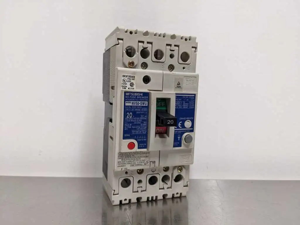 Mitsubishi NV50-SWU Circuit Breaker 20A No-Fuse with Ground Fault Protection