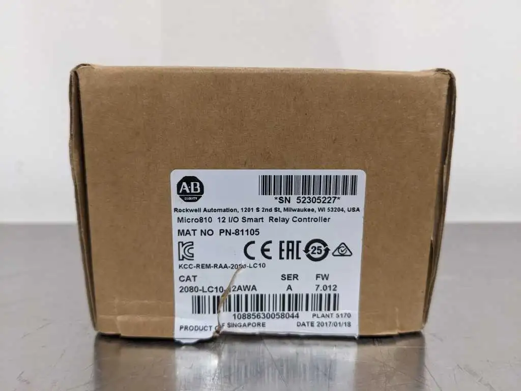 Allen-Bradley 2080-LC10-12AWA Micro810 12 I/O Smart Relay Controller PN-81105 KCC-REM-RAA-2080-LC10