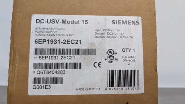 6EP1931-2EC21, Siemens, Uninterruptible Power Supply 3632 6 Siemens 6EP1931 2EC21 1