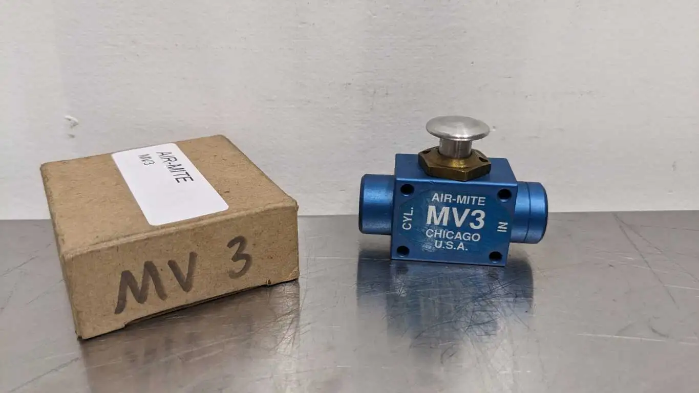 Air-Mite MV3 3-Way Miniature Poppet Control Valve with Push Button Actuator New in Box