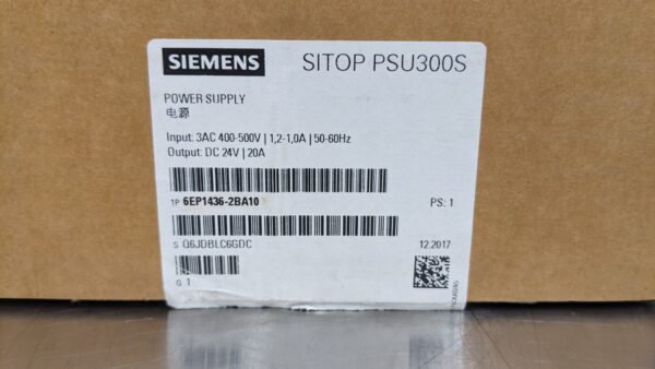 6EP1436-2BA10, Siemens, Power Supply 3845 1 Siemens 6EP1436 2BA10 1