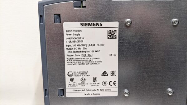 6EP1436-2BA10, Siemens, Power Supply 3845 8 Siemens 6EP1436 2BA10 1