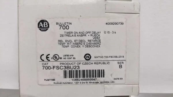 700-FSC3BU23, Allen-Bradley, Timer On and Off Delay