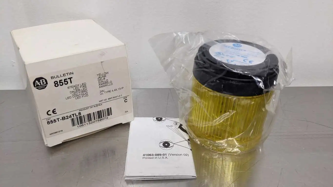 Allen-Bradley 855T-B24TL8 Yellow Stack Light Ser C 24V Steady LED