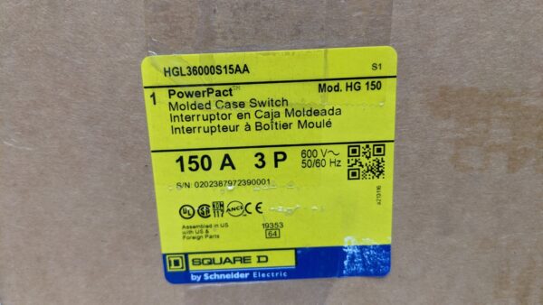 HGL36000S15AA, Square D, Automatic Switch 3989 11 Square D HGL36000S15AA 1