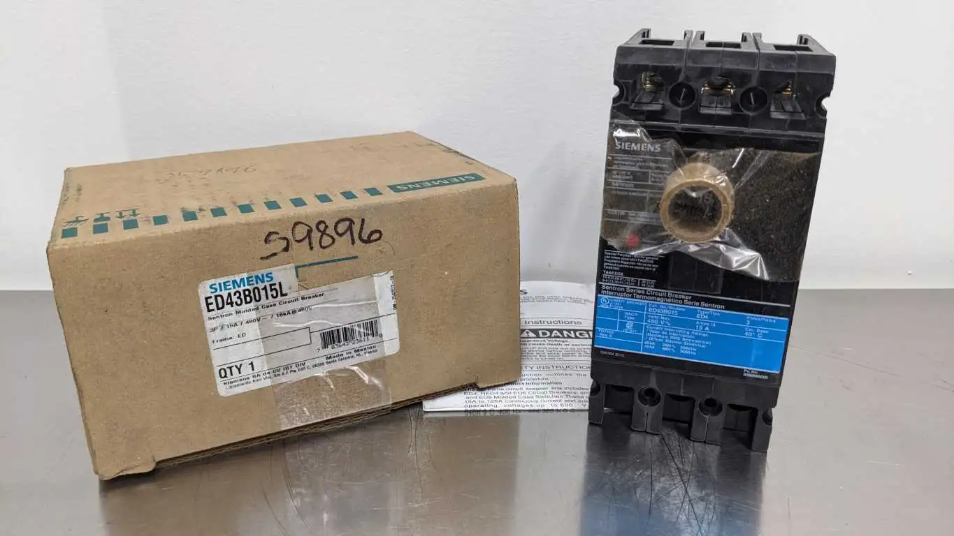 Siemens ED43B015L Circuit Breaker 15A 480V 3 P Sentron Molded Case ITE