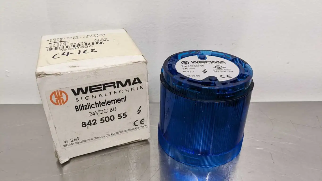 Werma Signaltechnik 842 500 55 Flashing Light Element BLUE 24 VDC Signal Light Tower