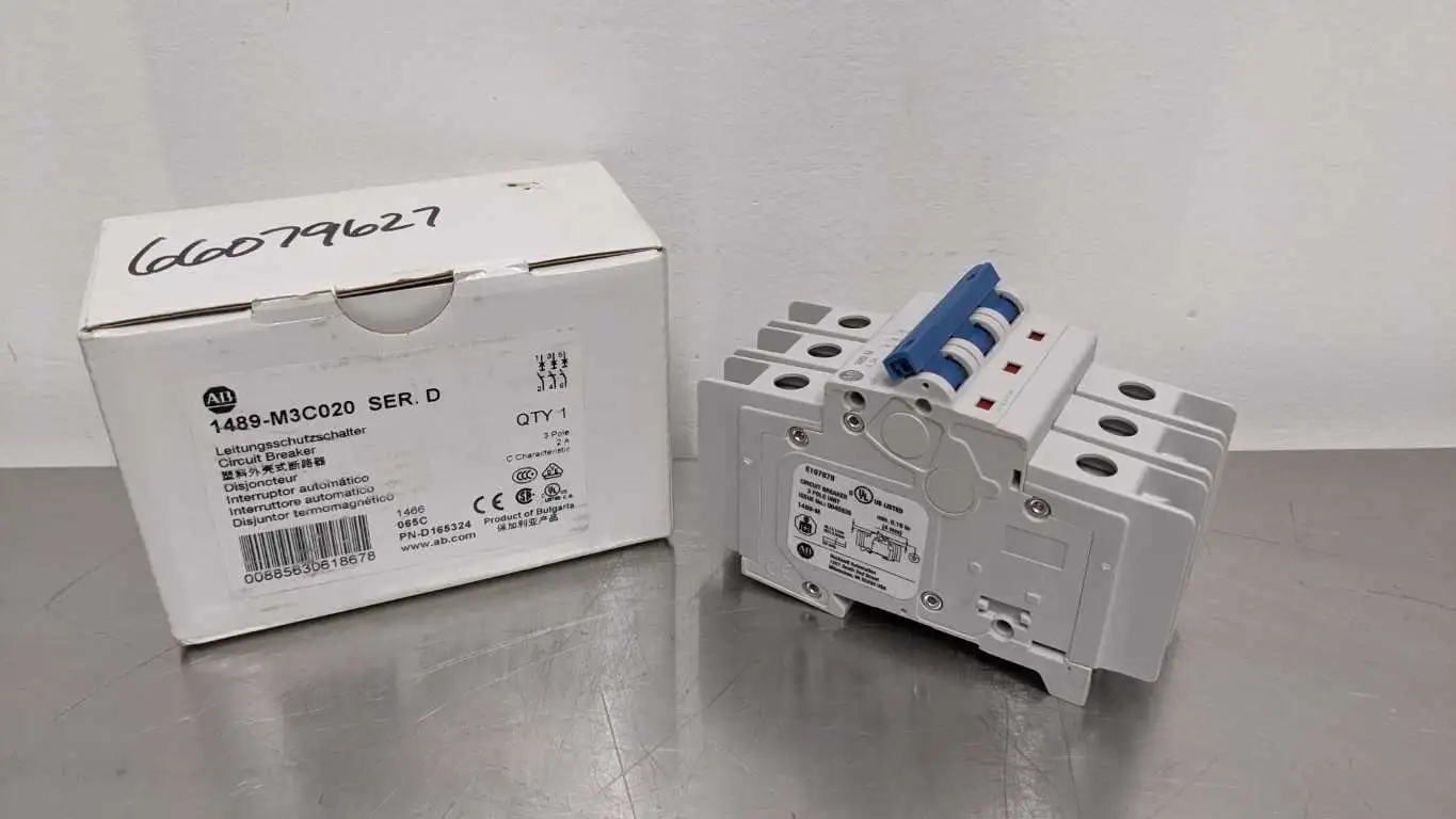 Allen-Bradley 1489-M3C020 Circuit Breaker Ser D 3 Pole 2A