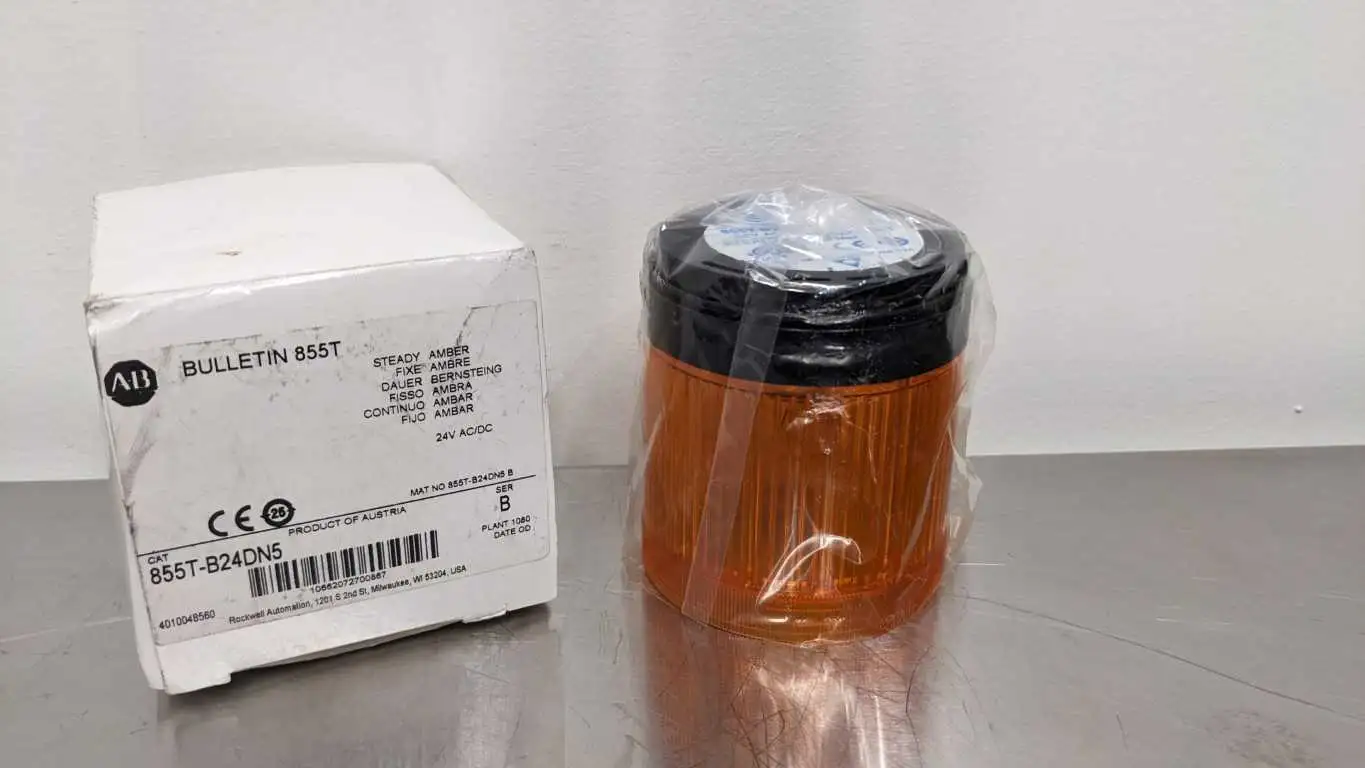 Allen-Bradley 855T-B24DN-5 Signal Light Tower Ser B 24VDC Amber Steady Amber New in Box Fast Ship