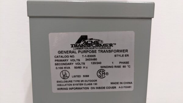 T1-53005, Acme, Dry Type Distribution Transformer 4096 6 Acme T1 53005 1