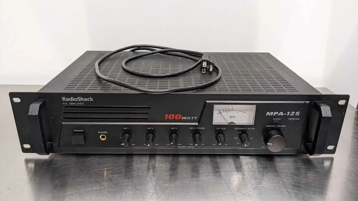 RadioShack MPA-125 PA Amplifier 100 Watt 120 Cat No 32-2003 Tested