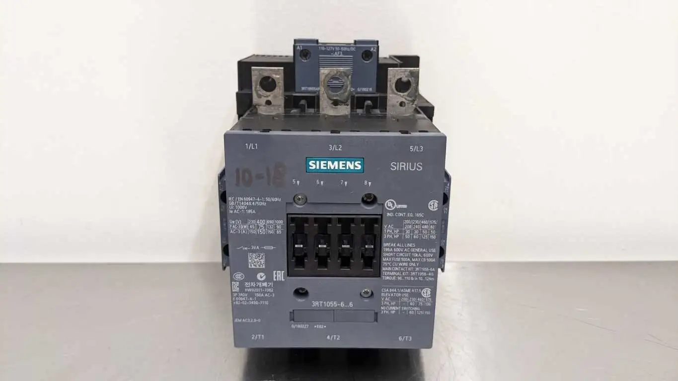 Siemens 3RT1055-6AF36 Contactor 150 Amp 3 Pole 2 3RH1921-1DA11 Auxiliary Contacts E002