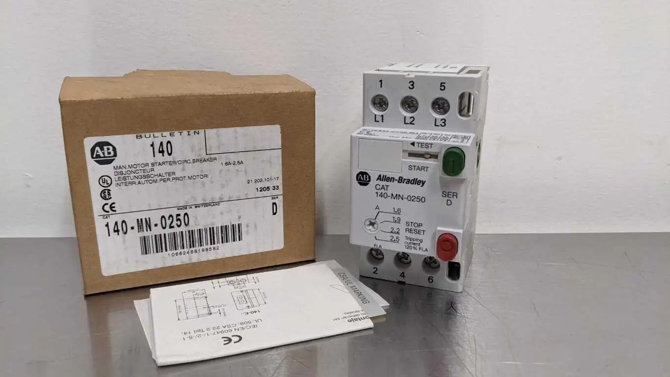 Allen-Bradley 140-MN-0250 Manual Motor Starter Circuit Breaker Ser D 1.6-2.5A Ser D New in Box