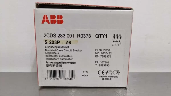 S 203P-Z6, ABB, Molded Case Miniature Circuit Breaker