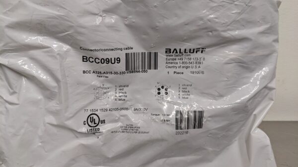 BCC A325-A315-30-330-VS85N4-050, Balluff, Double-Ended Cordsets