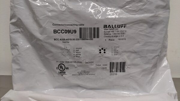 BCC A325-A315-30-330-VS85N4-050, Balluff, Double-Ended Cordsets