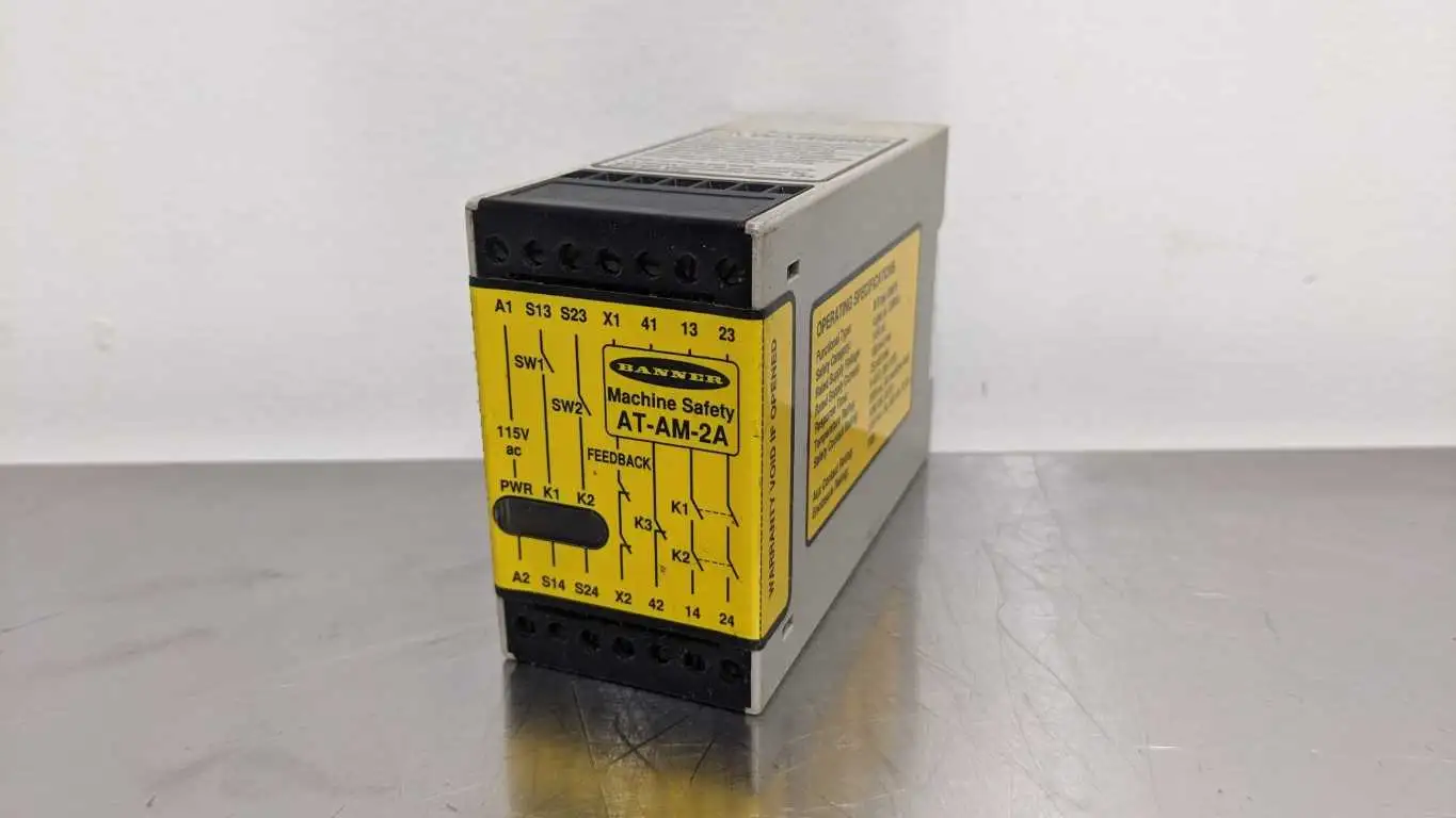 Banner AT-AM-2A Safety Relay Response Time 25mS max III B Per EN574 Yellow