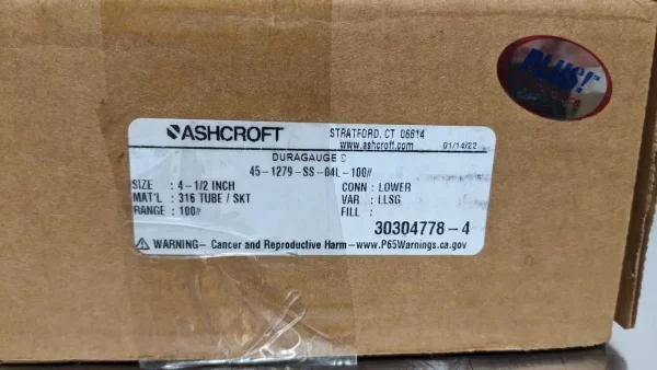 45-1279-SS-04L-100#, Ashcroft, Pressure Gauge