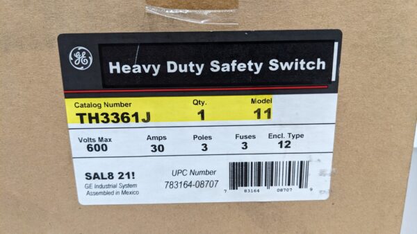 TH3361J, GE, Heavy Duty Safety Switch 4333 2 GE TH3361J 1