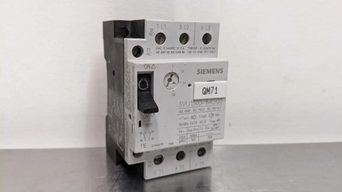 Siemens 3VU1300-1MG00 Circuit Breaker Motor Protector 208-230/460/575VAC