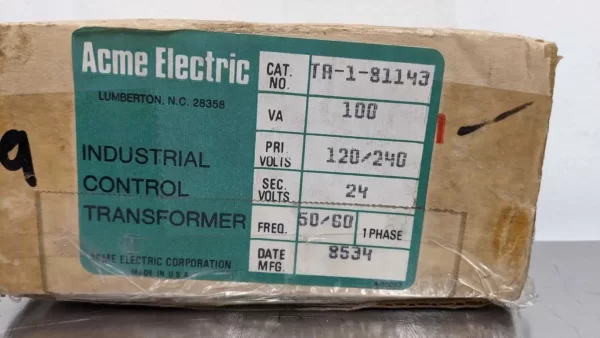 TA-1-81143, Acme, Industrial Control Transformer