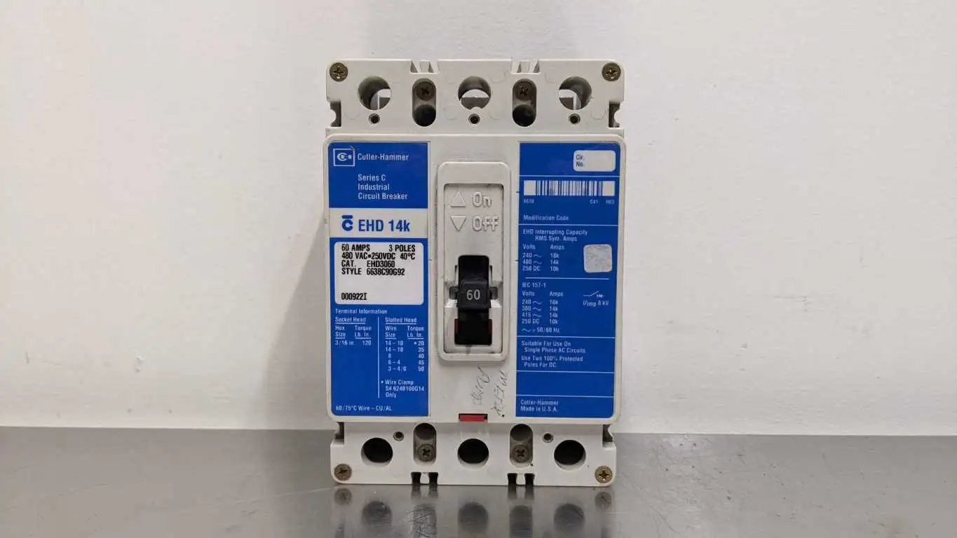 Cutler-Hammer EHD3060 Circuit Breaker EHD 14k 3 Pole 480VAC 250VDC