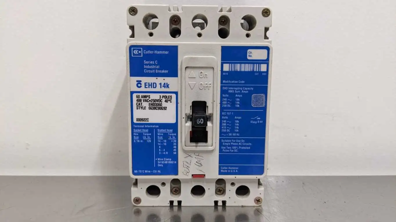 Cutler-Hammer EHD3060 Circuit Breaker EHD 14k 3 Pole 480VAC 250VDC