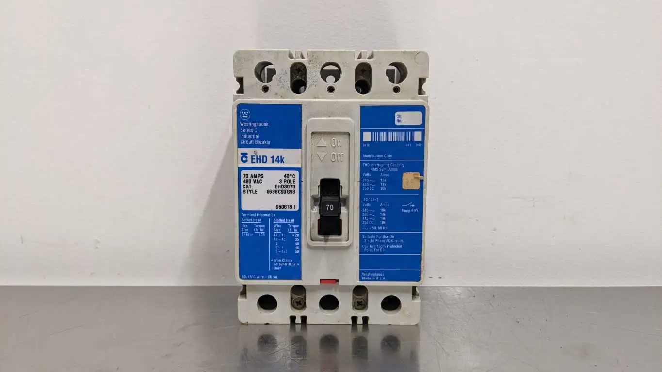 Cutler-Hammer EHD3070 Circuit Breaker EHD 14k 3 Pole 480VAC 250VDC