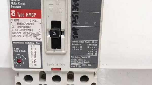 HMCP003A0C, Westinghouse, Circuit Breaker