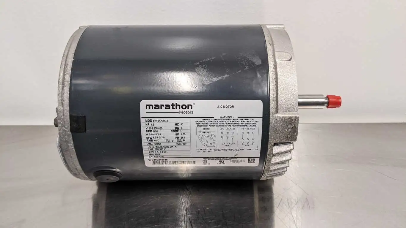 Marathon 5K46KN2172 AC Motor 1.5HP 3450/2850 RPM 3PH 50/60 208-230/460