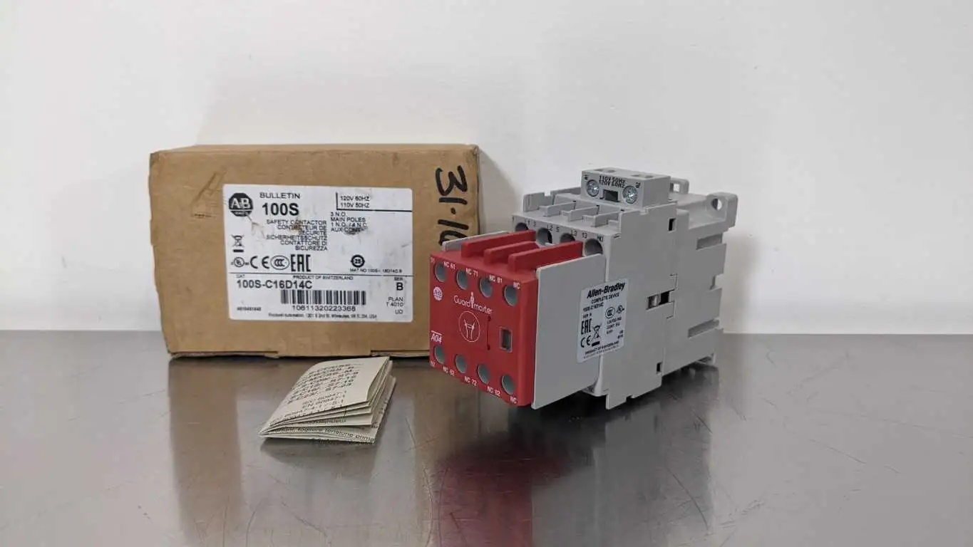 Allen-Bradley 100S-C16D14C Safety Contactor Ser B 3NO Main Poles 1NO 4NC Aux Cont