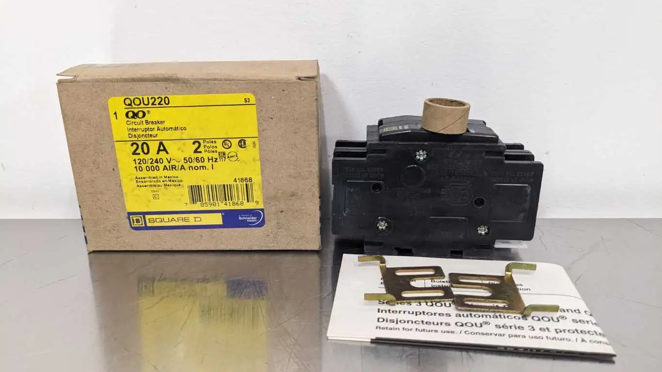 Square D QOU220 Circuit Breaker 20A 120/240VAC 20A 2 Poles 120/240VAC