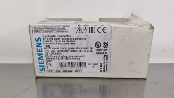 3SB3 647-0AA41-0CC0, Siemens, Illuminated Pushbutton