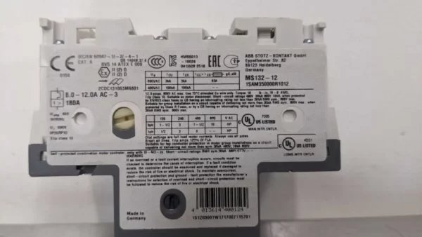 MS132-12, ABB, Manual Motor Starter Circuit Breaker