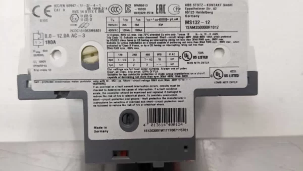 MS132-12, ABB, Manual Motor Starter Circuit Breaker