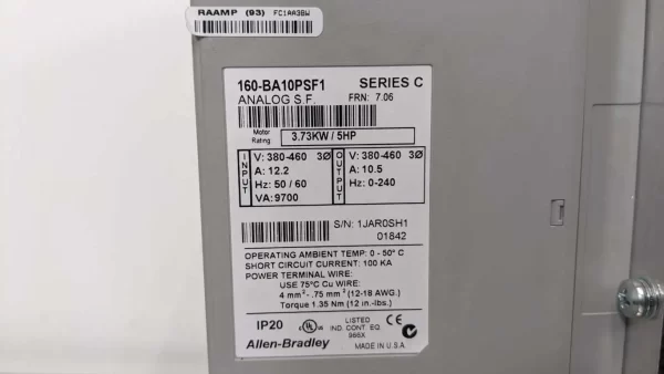 160-BA10PSF1, Allen-Bradley, Variable Speed Drive