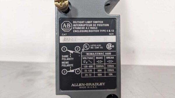 802T-WSP, Allen-Bradley, Oiltight Limit Switch
